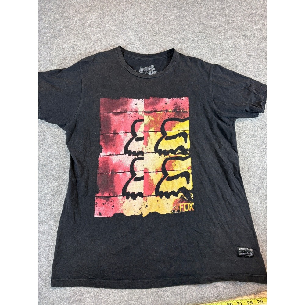 VINTAGE Y2K Fox Racing Shirt Mens Large Black Graphic Biker Motocross Streetwear